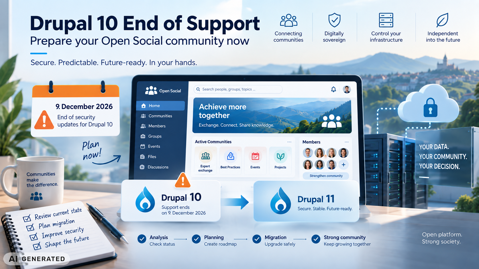 Support for Drupal 10 will end on 9 December 2026. What this means for your Open Social community and how you can prepare in good time.
